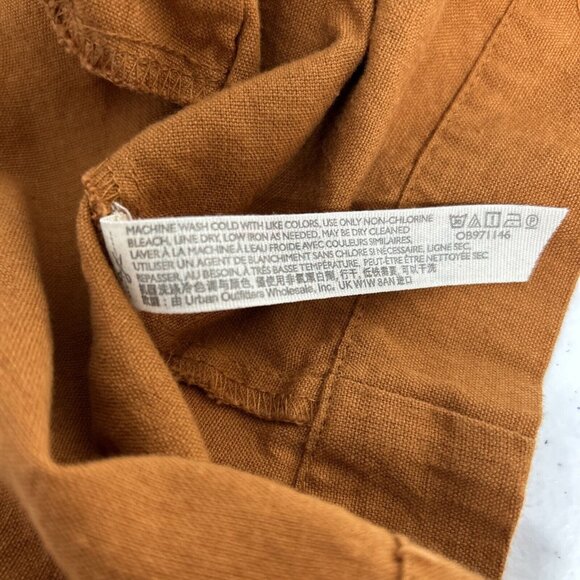 Free People Orange Linen Cotton Racerback Ruffle Neckline Faux Wrap Mini Dress S - Picture 9 of 11